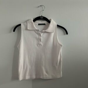 Brandy Melville Collar Sleeveless Top White
